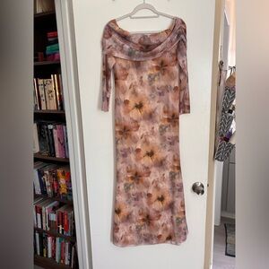 SHEIN Floral Off-Shoulder Maternity Maxi Dress for Baby Shower